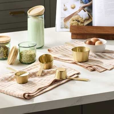 4pc Stainless Steel Measuring Cups Vintage Brass Finish - Hearth & Hand™ With Magnolia 1 4pc Stainless Steel Measuring Cups Vintage Brass Finish - Hearth & Hand™ With Magnolia