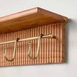 24" Grooved Wall Shelf With Rail And Hooks - Hearth & Hand™ With Magnolia -Modern Home Decor Shop GUEST 6849a6d0 3e4e 4677 b3f0 345e5083c52f