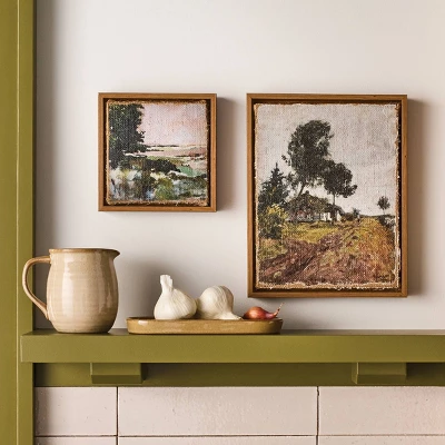 2pc 5.5"x5.5" And 7.5"x9.5" Landscape Burlap Wall Art Set - Hearth & Hand™ With Magnolia 1 2pc 5.5"x5.5" And 7.5"x9.5" Landscape Burlap Wall Art Set - Hearth & Hand™ With Magnolia