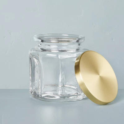 Sculpted Glass Canister Clear/Brass - Hearth & Hand™ With Magnolia 3 Sculpted Glass Canister Clear/Brass - Hearth & Hand™ With Magnolia - Image 3