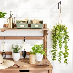 31" Faux Button Fern Hanging Plant - Hearth & Hand⢠With Magnolia