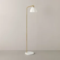 61" Fluted Ceramic Floor Lamp With Marble Base - Hearth & Hand⢠With Magnolia