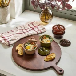 Set Of 4 6oz Round Ramekins With Ruffled Edge Brown/Red/Green/Tan - Hearth & Hand⢠With Magnolia