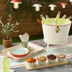 Powder-Coated Metal Rectangular Serving Tray Cream/Orange - Hearth & Hand⢠With Magnolia