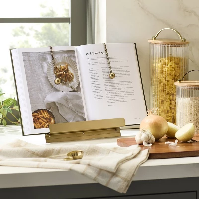 Brass Cookbook Holder With Weighted Chains - Hearth & Hand™ With Magnolia 1 Brass Cookbook Holder With Weighted Chains - Hearth & Hand™ With Magnolia