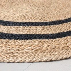 Round 5' Double Stripe Braided Jute Area Rug Charcoal/Tan - Hearth & Hand™ With Magnolia