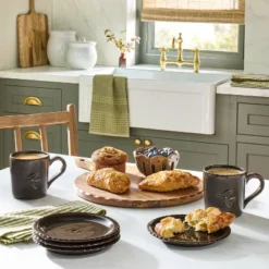 Set Of 4 6.5" Mushroom Ceramic Appetizer Plates Forest Brown - Hearth & Hand⢠With Magnolia