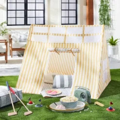 Kids' Stargazing Play Tent - Gold/Cream Stripes - Hearth & Hand⢠With Magnolia