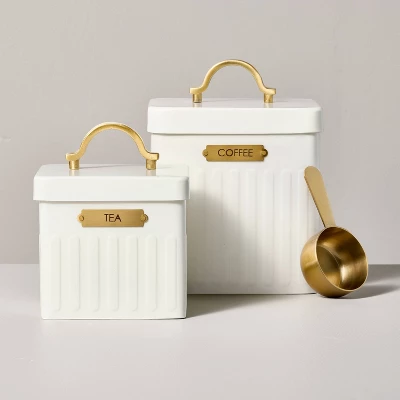 Metal Tea Tin Cream/Brass - Hearth & Hand™ With Magnolia 2 Metal Tea Tin Cream/Brass - Hearth & Hand™ With Magnolia - Image 2