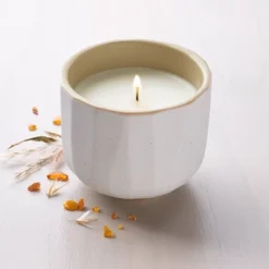 Speckle-Faceted Ceramic Pampas Jar Candle Brown/White 6oz - Hearth & Hand™ With Magnolia