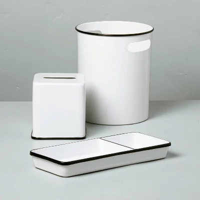 Metal Bath Tissue Box White/Black - Hearth & Hand™ With Magnolia 2 Metal Bath Tissue Box White/Black - Hearth & Hand™ With Magnolia - Image 2